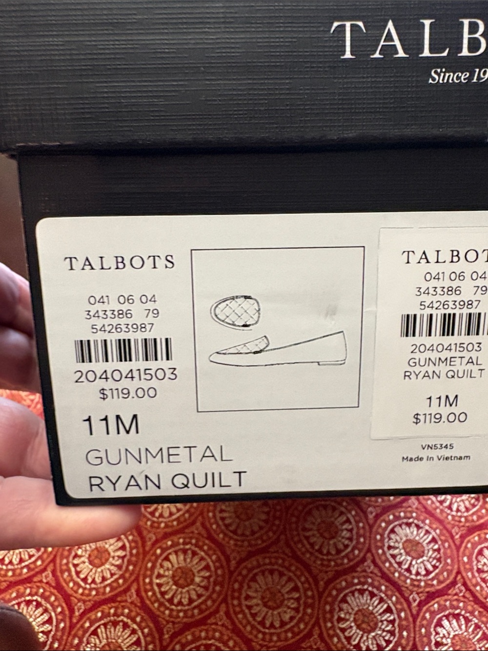 Talbots Quilted Metallic Silver Loafers - Picture 3 of 3